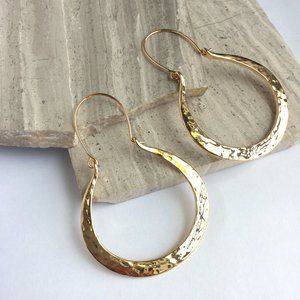 NEW ~ Anthropologie Molten Lava large Gold Hoop Earrings